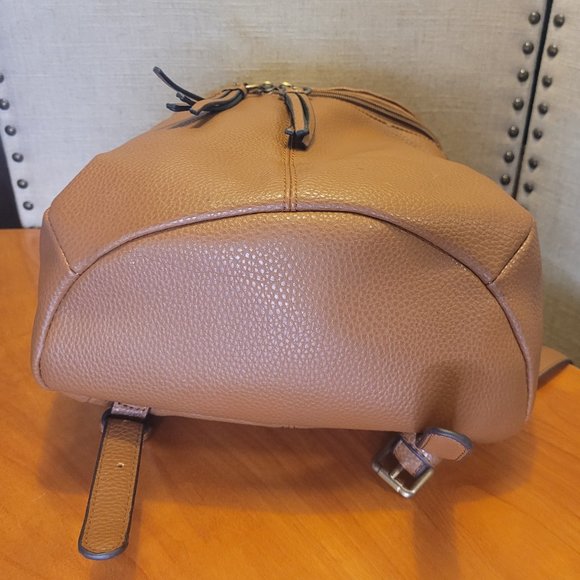 SALE - NWOT - Caramel Brown Faux Leather Backpack - Picture 4 of 7